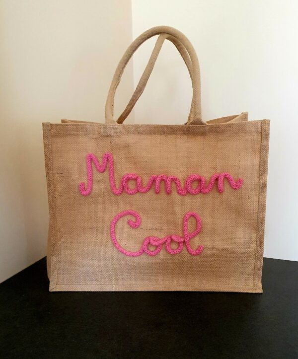 Sac en jute Maman Cool en tricotin