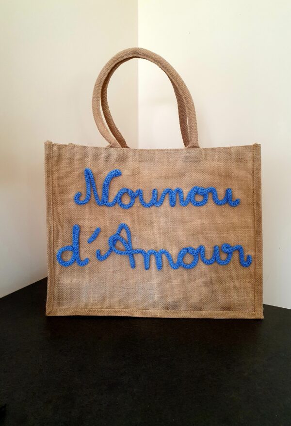 Sac en jute Nounou d'amour en tricotin – Image 2