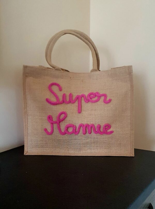 Sac en jute Super Mamie en tricotin