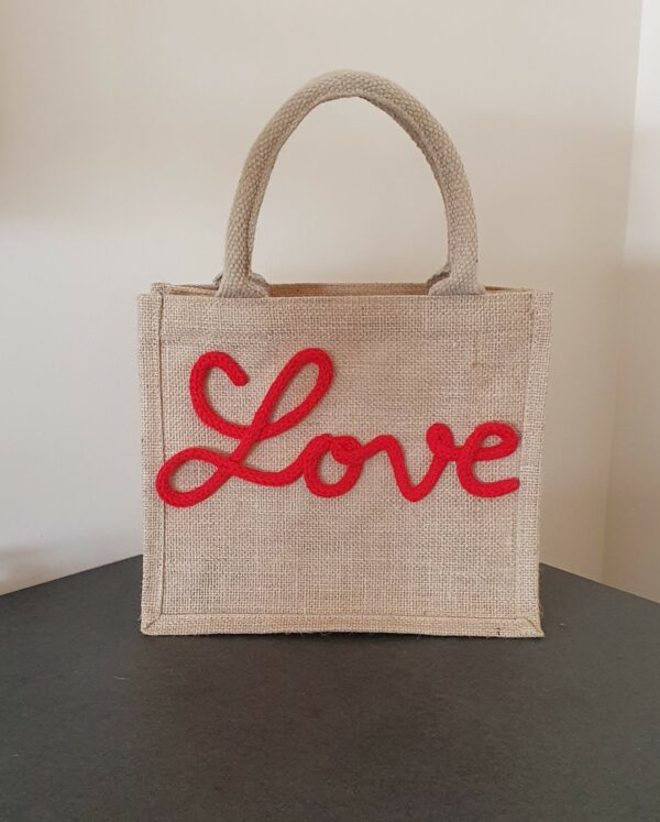 Sac en Jute Love en tricotin