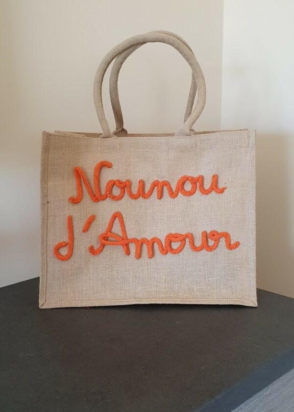 Sac en jute Nounou d'amour en tricotin – Image 3