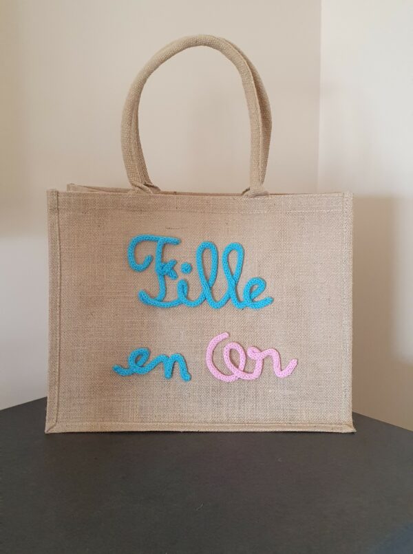 Sac en jute Fille en Or en tricotin