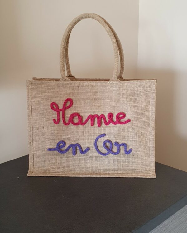 Sac en jute Mamie en Or en tricotin