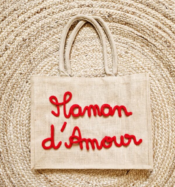 Sac en jute Maman d'amour en tricotin