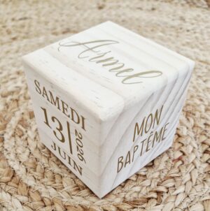 Cube de Baptême Doré