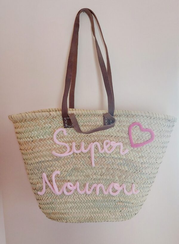 Panier de Plage Super Nounou Cœur