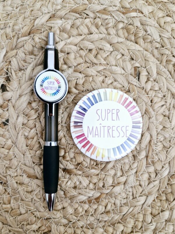 Badge + stylo Super Maîtresse
