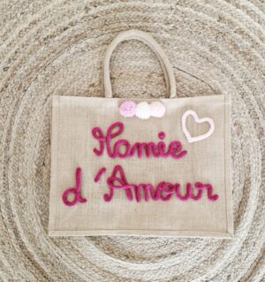 Sac en jute Mamie d'Amour & Cœurs en tricotin